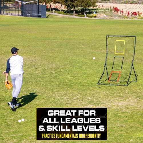 Baseball & Softball Rebounder Net for Pitching and Fielding Practice - 6x4 ft with 3 Target Zones