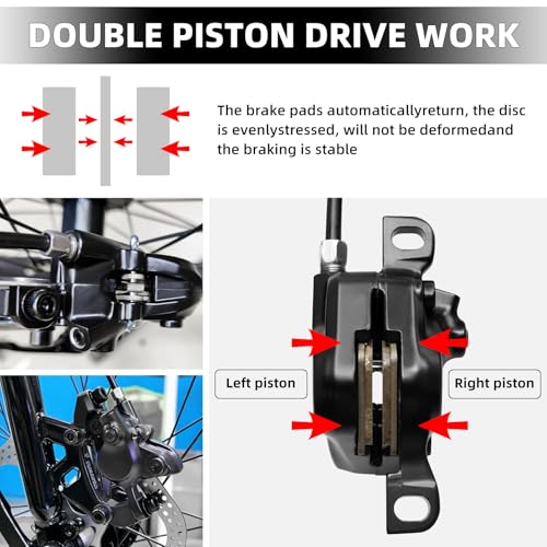 KKWODEN MT200 Hydraulic Disc Brake Set with 2x RT26 180mm Rotors - Front & Rear Dual Calipers, Easy Install, High Compatibility, Quiet Stopping