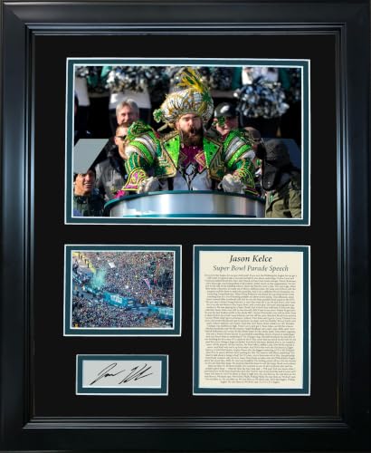 Sports Memorabilia Framed Jason Kelce Super Bowl Speech Photo Collage - Eagles