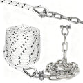 Boat Anchor Rope & Chain Kit - 1/2" x 200 ft Double Braided Nylon with 316 Stainless Steel Chain and Hardware