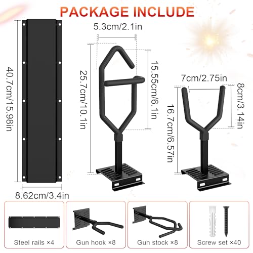 8-Slot Heavy Duty Wall Gun Rack for Rifles & Shotguns - Secure Display