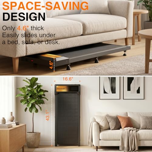 Gkyet 2.5HP Under Desk Walking Treadmill with 5% Incline, Remote & Compact Design