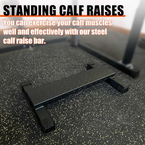 BLUSLM Black Steel Calf Raise Bar for Standing Stretching & Squats, Anti-Slip Platform