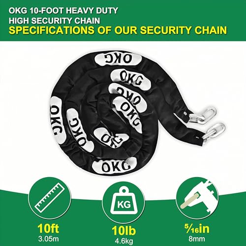 OKG Heavy Duty 10ft x 5/16in (8mm) Silver Zinc Motorcycle Security Chain