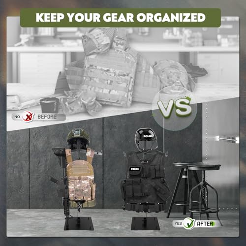 Pridefend Heavy Duty Steel Tactical Gear Stand - Holds Up to 100 lbs, Adjustable Display Rack for Police and Military Gear
