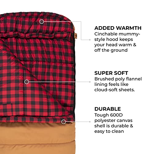 Brown TETON Sports Deer Hunter Cold Weather Sleeping Bag - Left Zipper