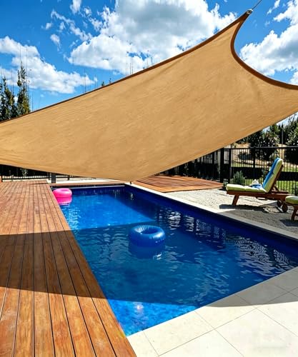 20x20 ft Square Sun Shade Sail - Outdoor Canopy for Patio & Garden, Desert Sand