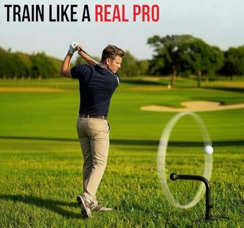 Golf Swing Trainer with Ground Stake, Adjustable Height Practice Aid for Outdoor Golf