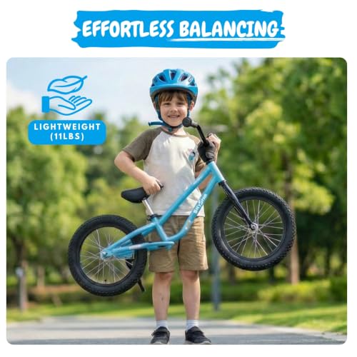 Bicystar 16-Inch Kids Balance Bike with Air Tires, Black, Adjustable for Ages 5-8