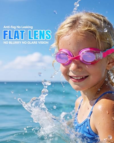Kids Swimming Goggles Anti-Fog Waterproof UV Protection - Pink White & Pink Cyan Purple Variations