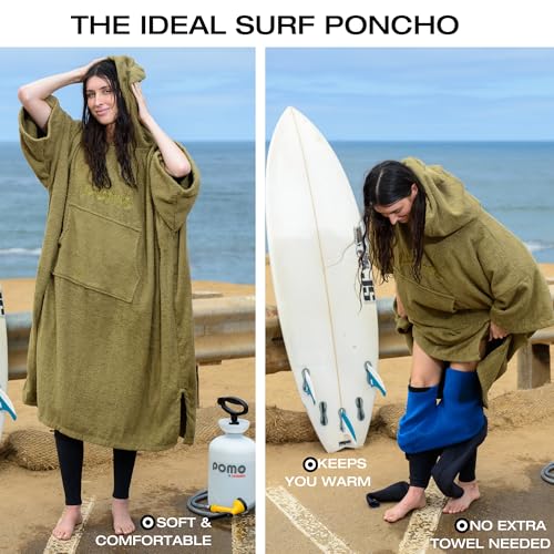 Unisex Cotton Surf Poncho Towel with Hood for Water Sports & Changing