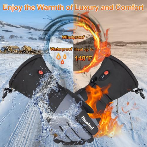 Large Rechargeable Heated Gloves for Men & Women Waterproof Winter Hand Warmers