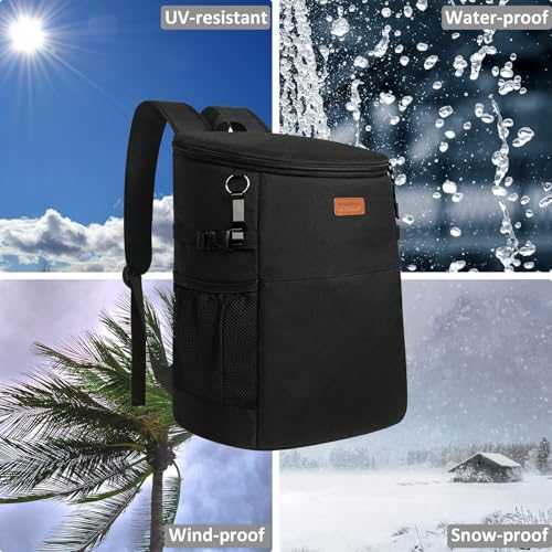 Vankor Insulated Cooler Backpack Leakproof 45 Can Capacity - Black
