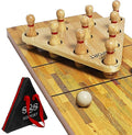 YDDS Nature-Red Shuffleboard Bowling Set with 10 Hardwood Pins & Bag
