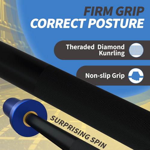 Mini Kid & Beginner Weightlifting Barbell - 4ft Blue Sleeve Black Bar, 5.5LB