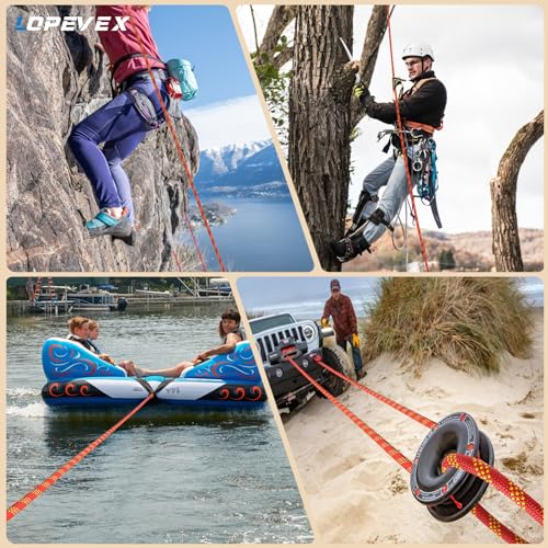 1/2 Inch Static Climbing Rope - 200 Ft, 9000lbs High Strength Arborist Bull Rope, Red Variation
