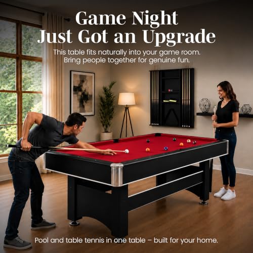 Hathaway Spartan 6 Ft Multi-Game Table with Pool & Ping Pong - Space-Saving Combo