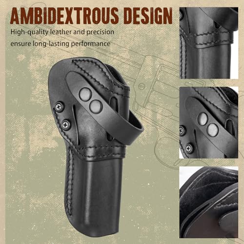 Leather Revolver Holster for Ruger Wrangler & Heritage 4.75 Inch Pistols – Ambidextrous, Adjustable Fit