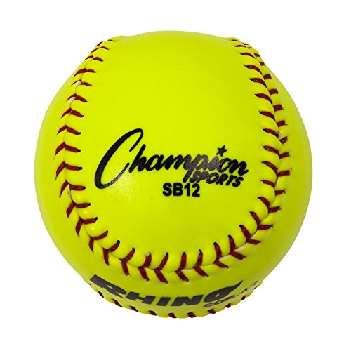 Synthetic Leather Softballs 12 Inch Pack of 12 - Cork Core, Red Seams, NFHS Approved
