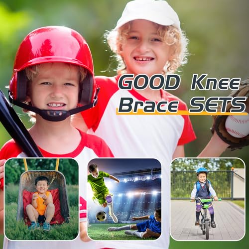 Kids Knee Brace Set - Purple Medium Youth Compression Supports