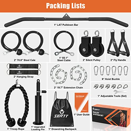 SERTT Home Gym Pulley System Black - Lat Pulldown, Triceps, Biceps, Shoulder Workout