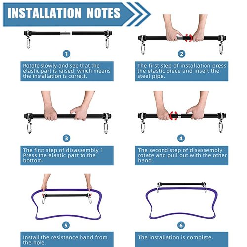 Resistance Band Bar, Portable Pilates Bar with Resistance Bands Home Gym Workouts Stick Squat Yoga Pilates Flexbands Kit for Full Body Shaping (43 Inch Bar + 5PCS Resistance Bands)…
