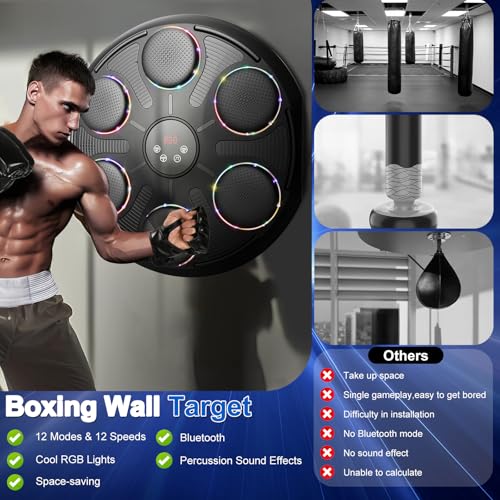 Wall-Mounted Boxing Punching Bag with LED Display & Gloves - Home Gym Fitness Equipment