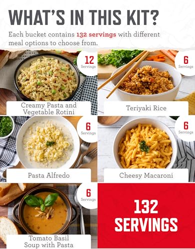 ReadyWise Emergency Food Supply Survival Bucket - 132 Servings, Just Add Water, Long Shelf Life