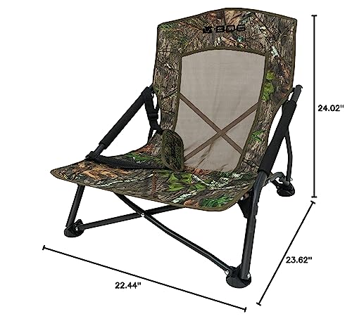 BOG Low Profile Turkey Ground Blind Chair with Rugged Aluminum Frame - Quiet Setup, Breathable Textilene Fabric, Extended Seat, Carry Bag for Hunting & Outdoors