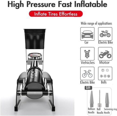 Mercury Portable Bike Floor Pump - Accurate Pressure Gauge & Smart Valves for Bicycles, Cars, & More