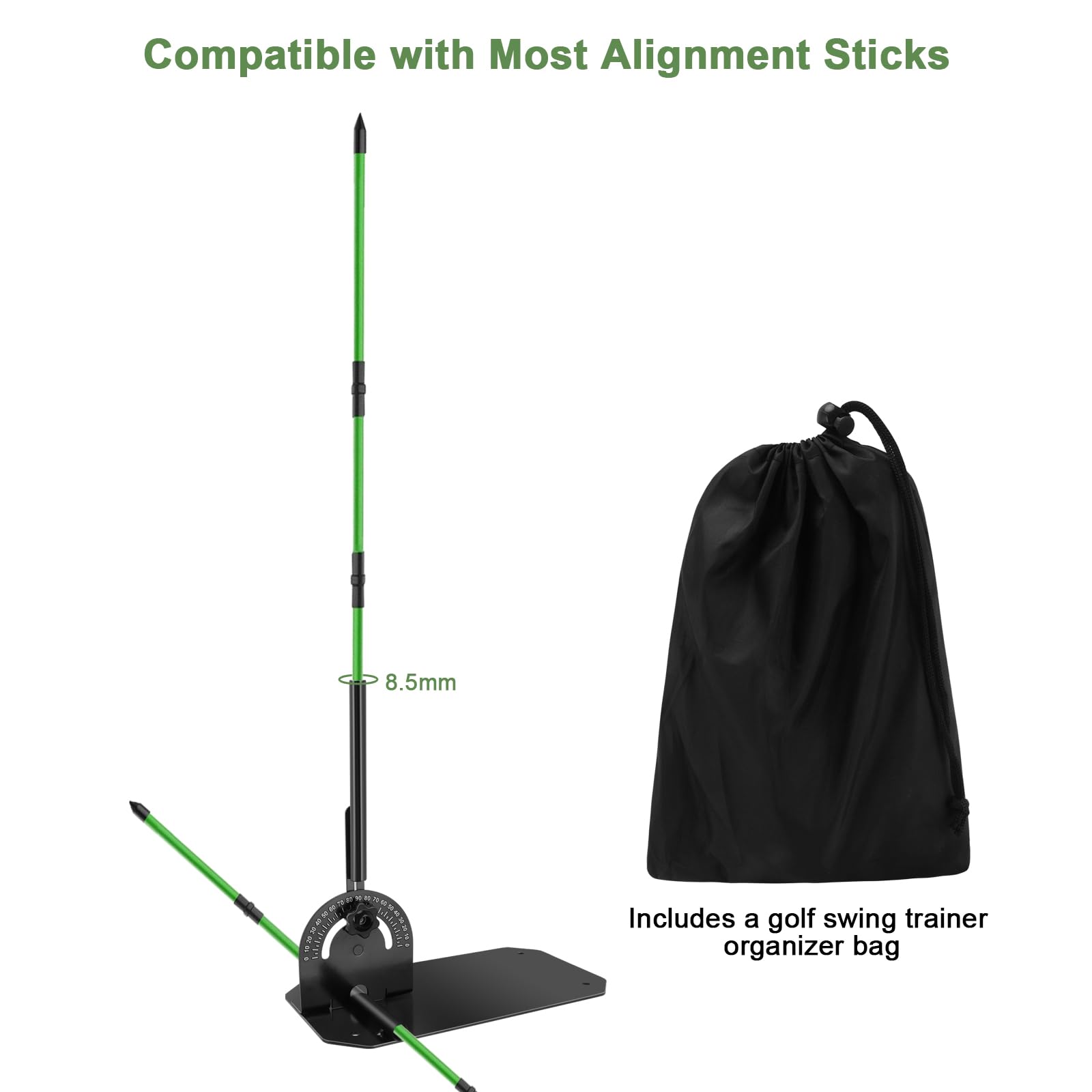 SMBDFOD Golf Alignment Stick Holder,Professional Swing Trainer,Golf Swing Plane Trainer Aid for Aiming Putting Swing,Golf Teaching, Multi-Functional for All Levels of Golfer