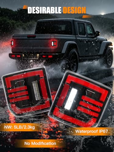 UNI-SHINE Pack of 2 Clear Lens Tail Lights for Jeep Gladiator JT 2019-2026 - Turn Signal & Brake Light Assembly