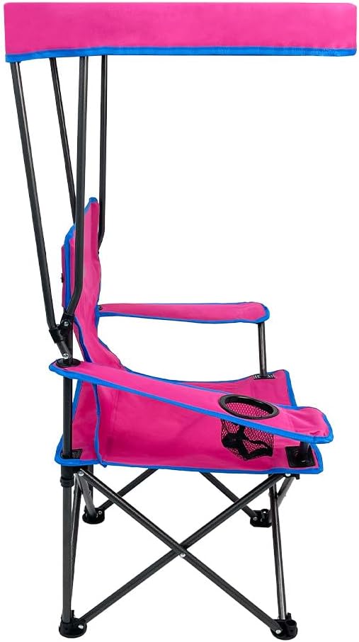Venture Forward Youth Outdoor Canopy Chair - Adjustable Shade, Portable Folding Kids Chair with Cup Holder