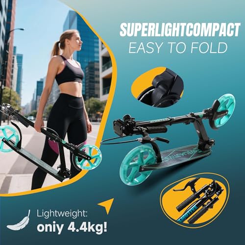 Kids & Teen Adjustable Kick Scooter with LED Wheels - Black