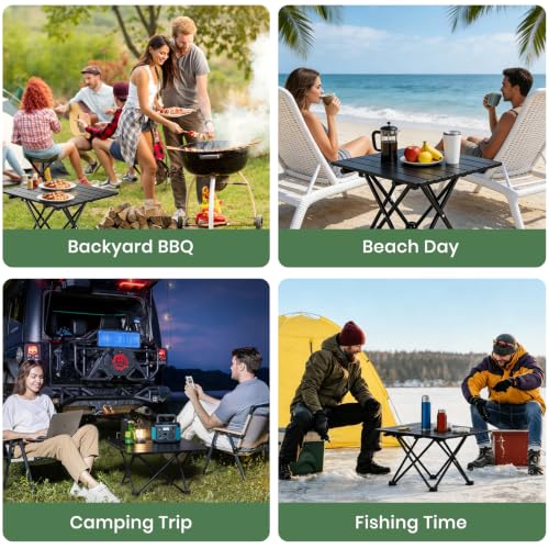 Medium 22.1 Inch Foldable Camping Table - Portable Beach & Travel Side Table - Black