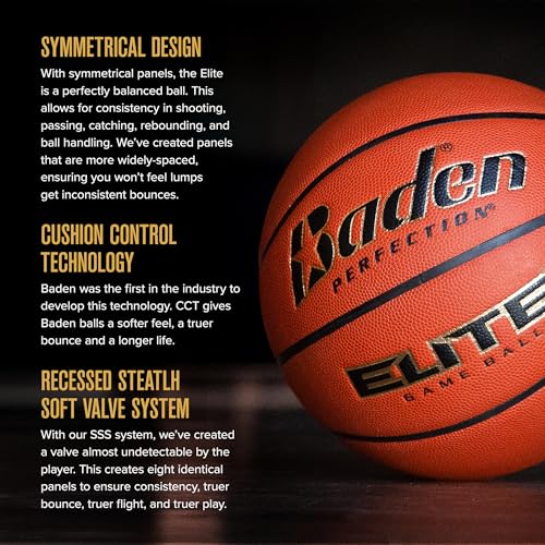 Baden Elite Indoor Composite Basketball 28.5"/29.5" | Premium Microfiber Grip