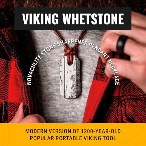 Rare Wazoo Viking Whetstone Knife Sharpener with Norse Knotwork - Arkansas Novaculite