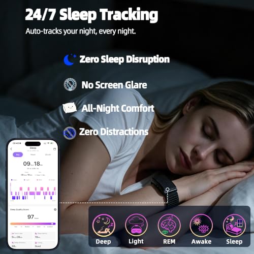 Avexon Black Smart Fitness Bracelet - Waterproof Heart Rate & Activity Tracker