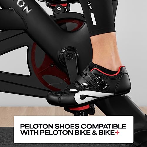 Peloton Unisex Cycling Shoes - Indoor Road Model, Black/Red, Size 12 Women/10 Men with Cleats