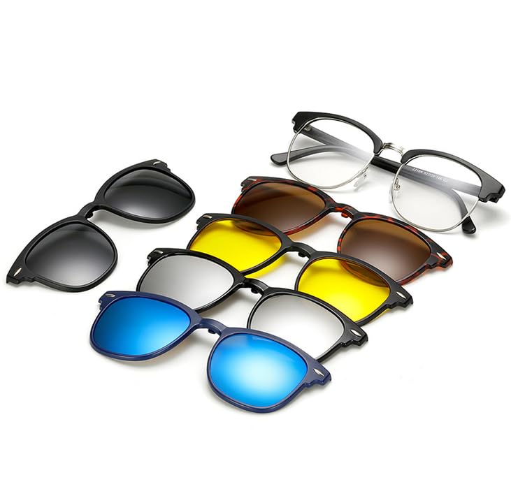 Magnetic Clip-On Polarized Sunglasses - Retro Half Frame 5 Pack