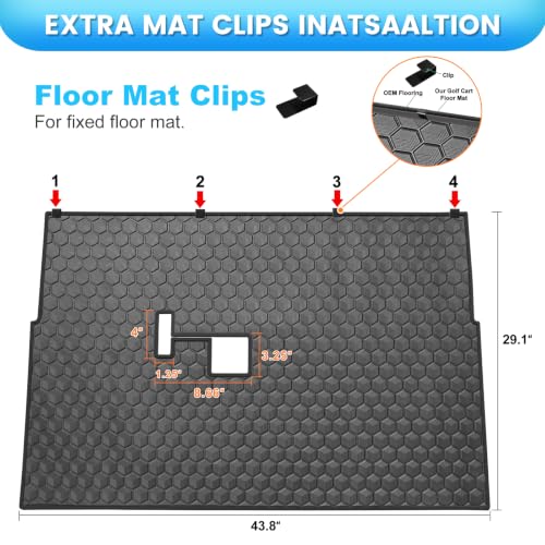iLSKW Black Cube Square Patent Design Golf Cart Floor Mat for Club Car DS & Villager