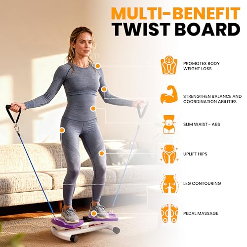 Ronai Pink Waist Twister Machine with Resistance Bands - Home Fitness Equipment