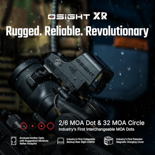 OSIGHT XR Red Dot Sight with Collapsible Backup Rear Sight 2/6 & 32 MOA Multi-Reticle