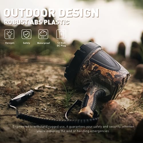 GOODSMANN Realtree Xtra Camo Handheld Spotlight 1500 Lumens, 12V Corded Boat & Outdoor Light
