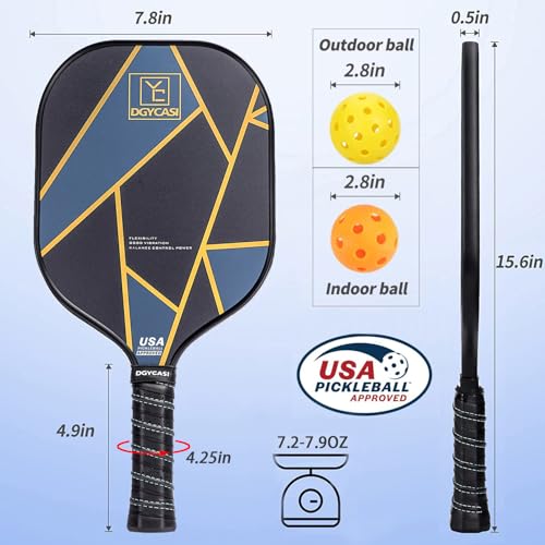 Blue YC DGYCASI Pickleball Set of 4 Paddles & Accessories - USAPA Approved