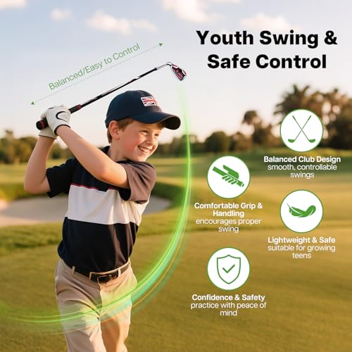 Kids Golf Clubs Set for Ages 6-8 - Red Stand Bag, 5 Clubs, Right Handed