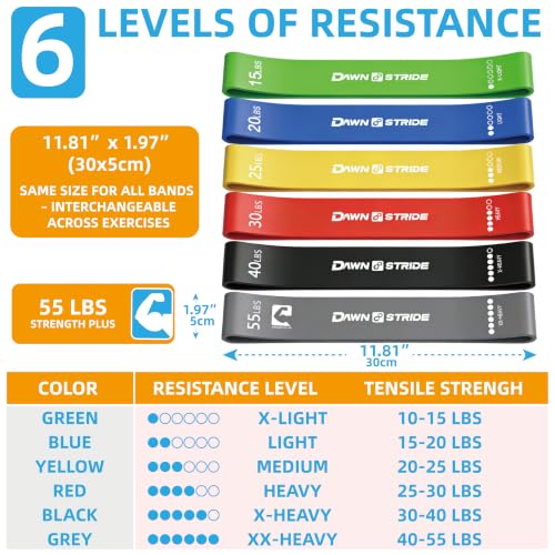 6 Resistance Loop Bands Set Up to 55LBS for Strength & PT Training