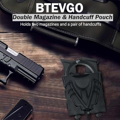 Handcuff & 9mm Mag Pouch Combo - Open Top Duty Belt/MOLLE Holster - Variation of Combining-A