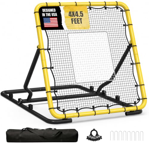 Baseball Rebounder Net 4x4.5ft with Spare Net and Adjustable Angles - Solo Practice