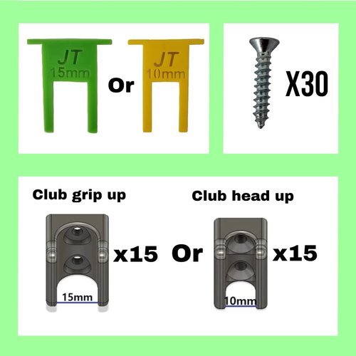 [JINTECH] Golf Club organize holder, Wall display, Wall hanger, rack, mount [15 holder set] (Grip up - 15mm - 15set)